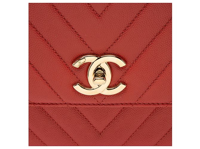 Gabrielle Borsa Chanel Chevron Caviar Leather Coco Top Handle Small Flap Bag Rosso - vista 9