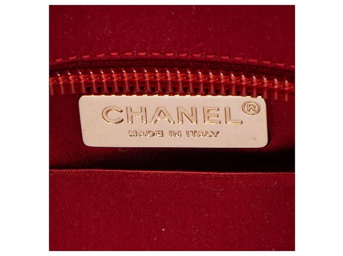 Gabrielle Clutch Chanel in raso con decorazioni in cristallo e camelia con catena Rosso - vista 8