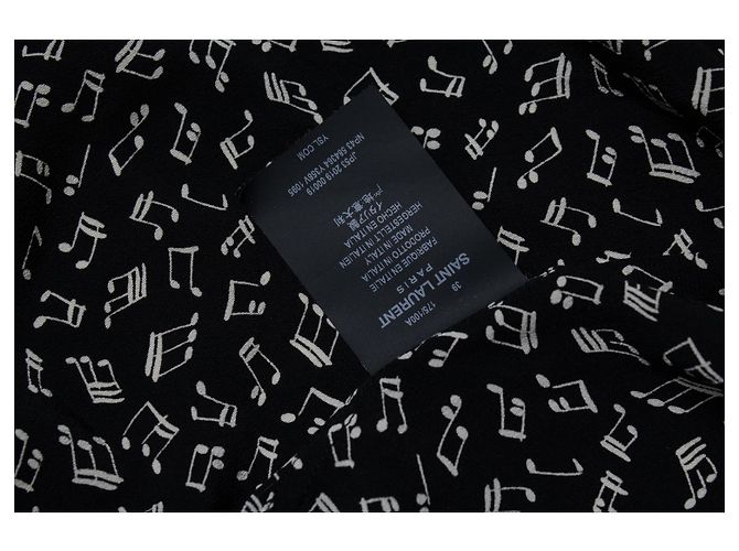 Saint Laurent, camicia nera con stampa di note musicali Nero - vista 5