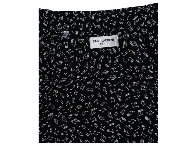 Saint Laurent, camicia nera con stampa di note musicali Nero - vista 6