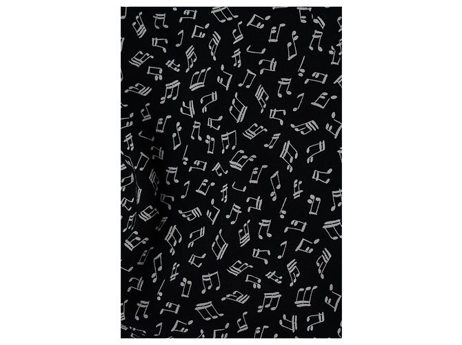 Saint Laurent, camicia nera con stampa di note musicali Nero - vista 7