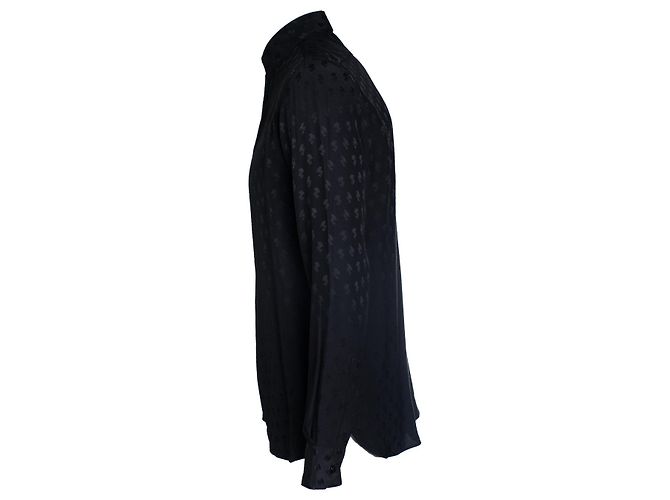 Saint Laurent, schwarzes Hemd mit Blattprint - Ansicht 2