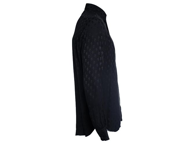 Saint Laurent, schwarzes Hemd mit Blattprint - Ansicht 4