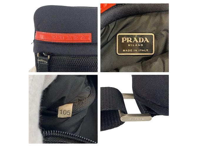Borsa a tracolla in mesh di neoprene Prada Nero - vista 3