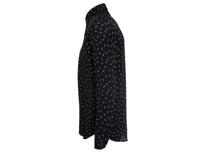 Saint Laurent, Camicia nera con stampa della torre Eiffel Nero - vista 2