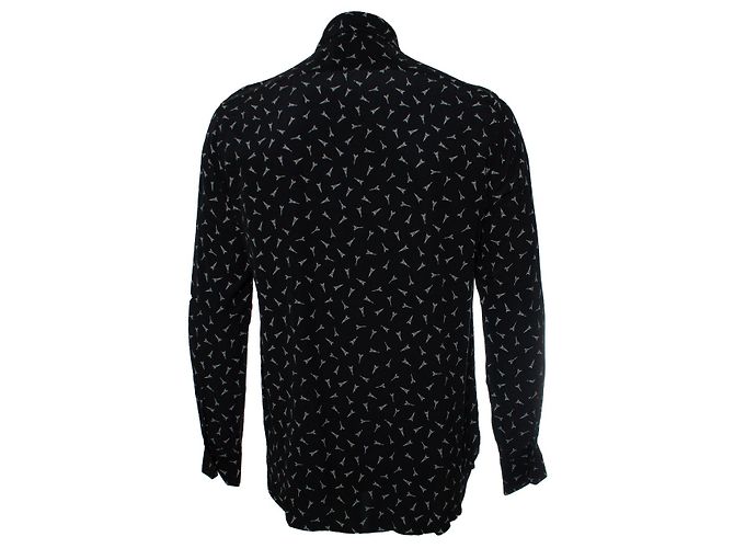 Saint Laurent, Camicia nera con stampa della torre Eiffel Nero - vista 3