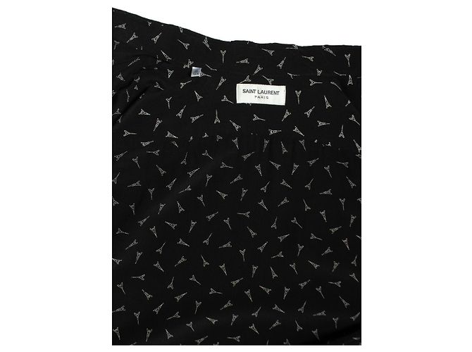 Saint Laurent, Camicia nera con stampa della torre Eiffel Nero - vista 5