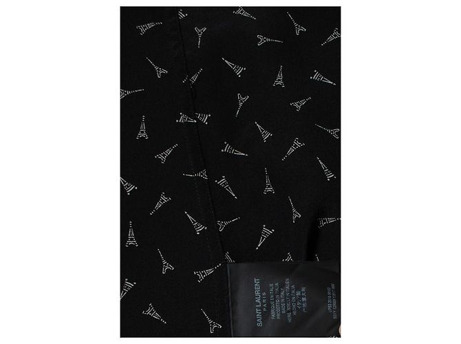 Saint Laurent, Camicia nera con stampa della torre Eiffel Nero - vista 6