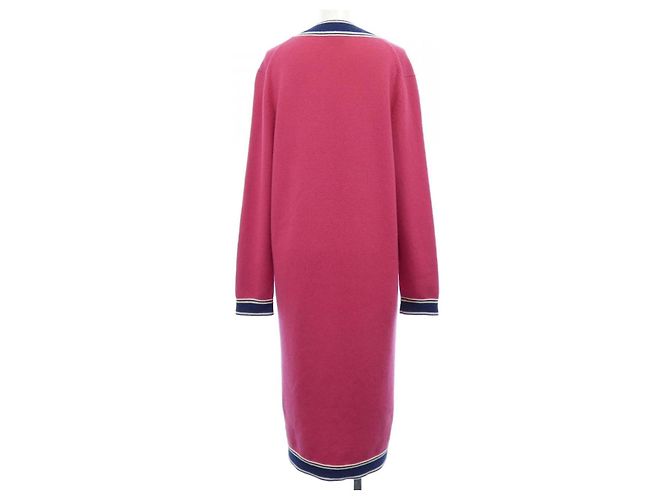 Chanel Cashmere-Strickjacke lang Pink Weiß Marineblau - Ansicht 2