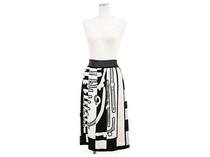 Falda de punto de seda Twillene Hermès Negro Crudo - vista 2