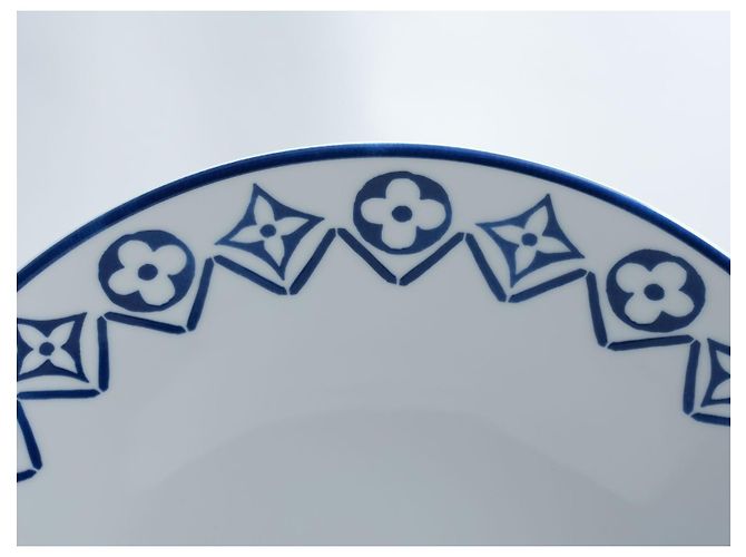 Louis Vuitton Monogram Flower Porcelain Dinner Plate Blue 27cm White - view 13