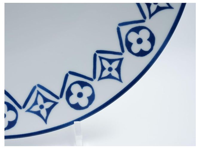 Louis Vuitton Monogram Flower Porcelain Dinner Plate Blue 27cm White - view 5