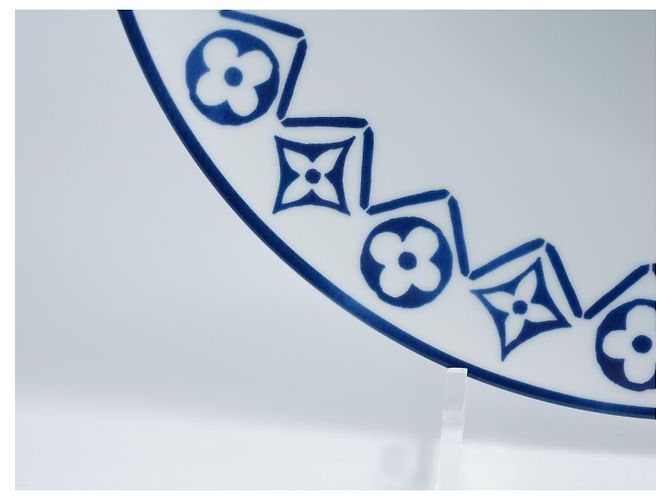 Louis Vuitton Monogram Flower Porcelain Dinner Plate Blue 27cm White - view 6