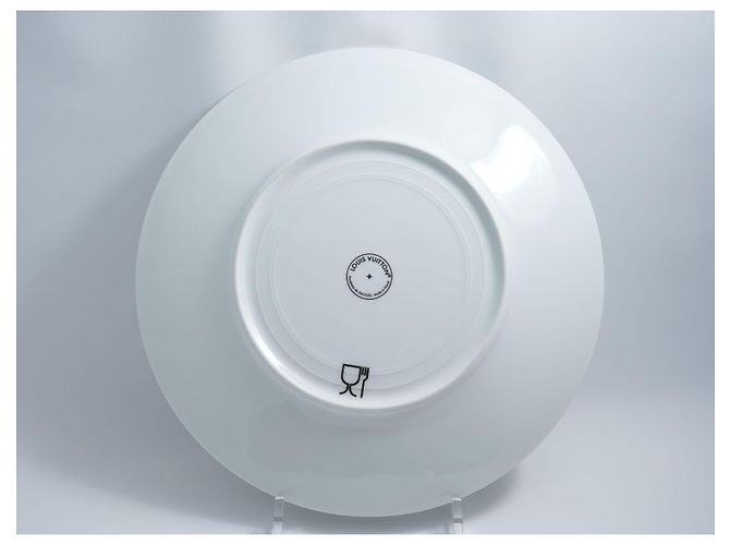 Louis Vuitton Monogram Flower Porcelain Dinner Plate Blue 27cm White - view 8