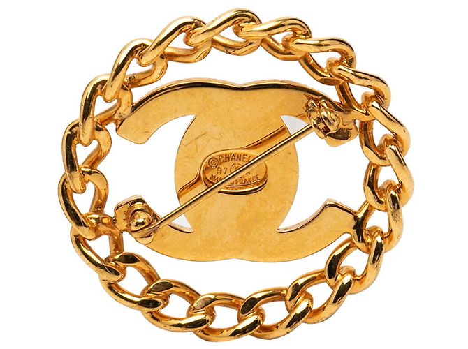 Spilla Chanel Coco Mark Vintage Turnlock Chain D'oro - vista 2