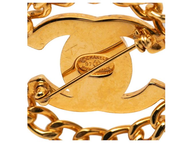Spilla Chanel Coco Mark Vintage Turnlock Chain D'oro - vista 3