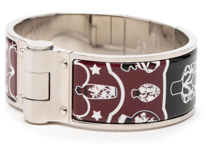Hermès Pulsera de esmalte Hermes Charnière GM Negro Plata - vista 2