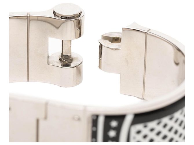 Hermès Pulsera de esmalte Hermes Charnière GM Negro Plata - vista 5