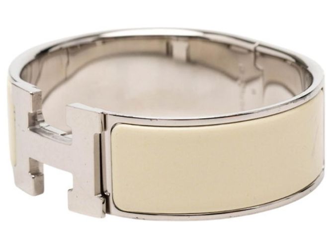 Hermès Bracciale charm in smalto Hermes Clic Clac GM H Logo Argento Crudo - vista 2