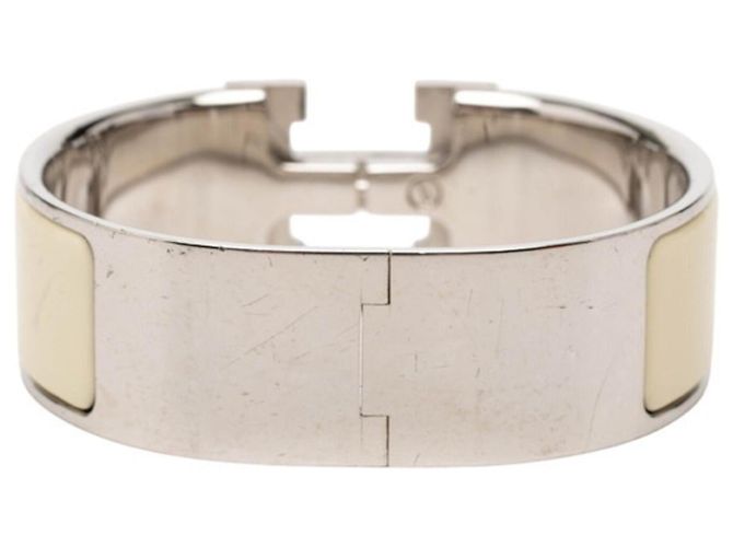 Hermès Bracciale charm in smalto Hermes Clic Clac GM H Logo Argento Crudo - vista 3