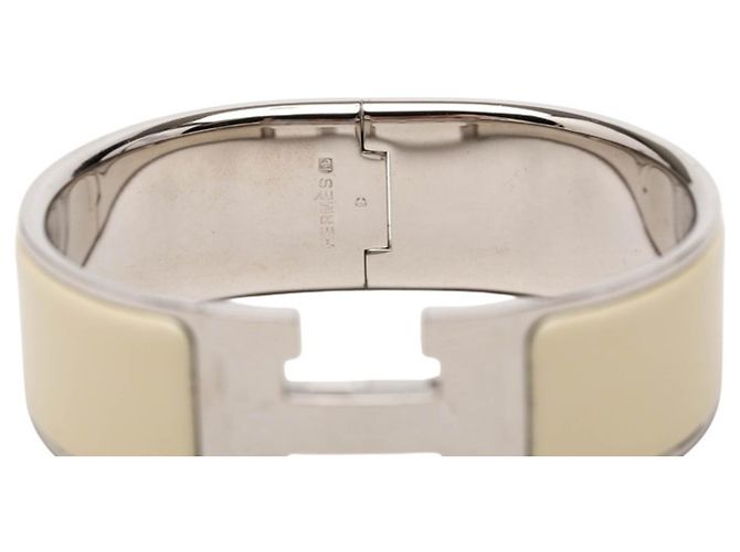 Hermès Bracciale charm in smalto Hermes Clic Clac GM H Logo Argento Crudo - vista 5