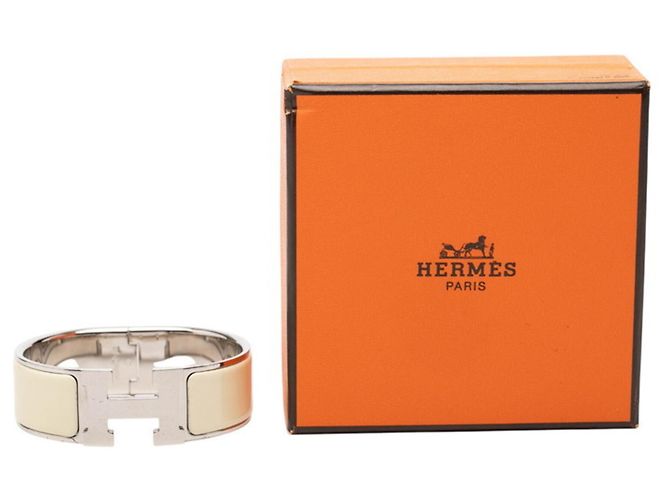 Hermès Bracciale charm in smalto Hermes Clic Clac GM H Logo Argento Crudo - vista 6