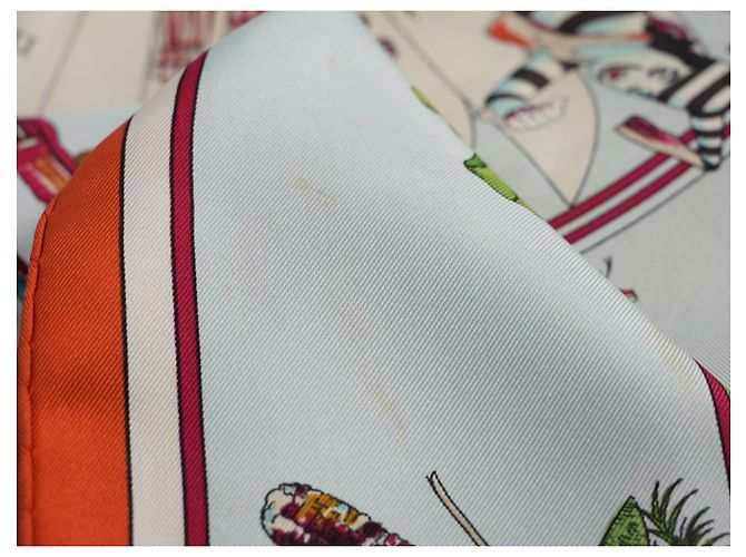 Hermès Kachina Kermit Oliver Seidentuch 90cm Braun Pink Weiß Rot Grün Orange Hellblau Gold hardware - Ansicht 18