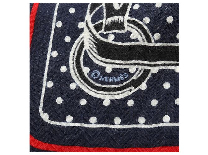 Hermès Hermes Carre 55 Disco Coaching Bandana Sciarpa Foulard Rosso Blu navy - vista 2