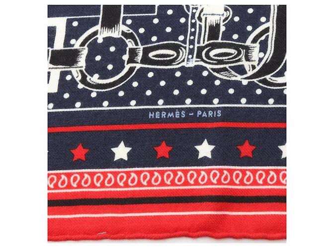 Hermès Hermes Carre 55 Disco Coaching Bandana Sciarpa Foulard Rosso Blu navy - vista 4