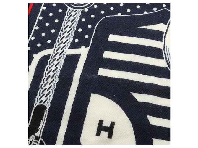 Hermès Hermes Carre 55 Disco Coaching Bandana Sciarpa Foulard Rosso Blu navy - vista 5