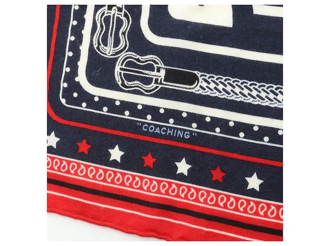 Hermès Hermes Carre 55 Disco Coaching Bandana Sciarpa Foulard Rosso Blu navy - vista 7