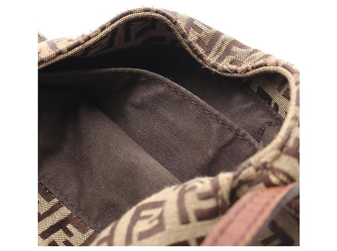 Borsa a Spalla Fendi Zucchino Marrone Beige - vista 10