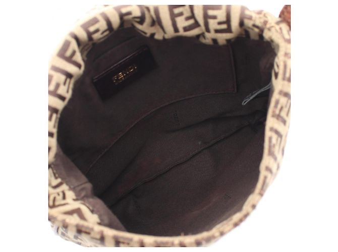 Borsa a Spalla Fendi Zucchino Marrone Beige - vista 3