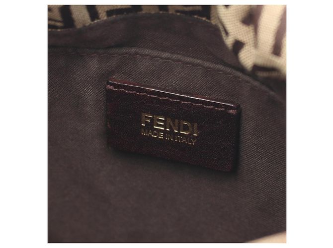 Borsa a Spalla Fendi Zucchino Marrone Beige - vista 4