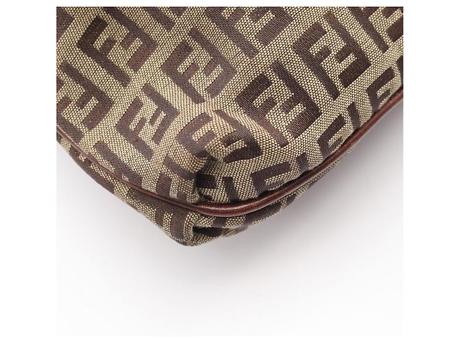 Borsa a Spalla Fendi Zucchino Marrone Beige - vista 5