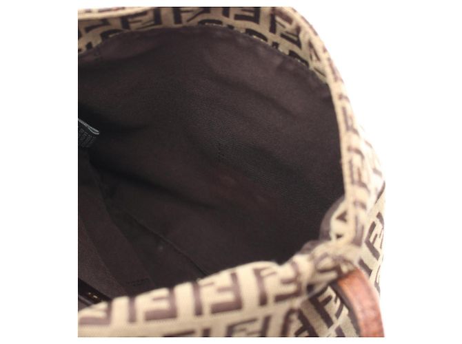 Borsa a Spalla Fendi Zucchino Marrone Beige - vista 9