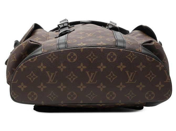 Zaino Louis Vuitton Monogram Macassar Christopher PM Marrone Nero - vista 3