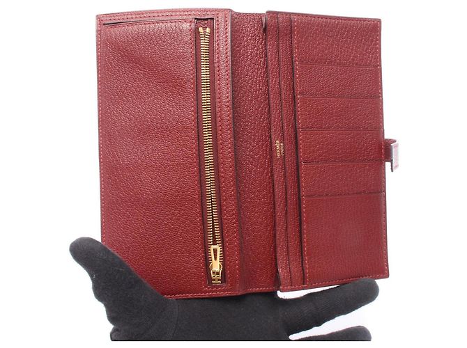 Hermès Cartera larga Hermes Bearn Soufflet en Bordeaux Roja Burdeos - vista 3