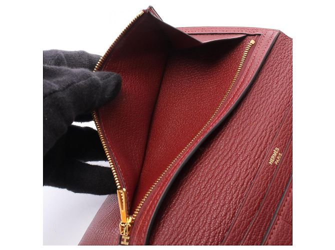 Hermès Cartera larga Hermes Bearn Soufflet en Bordeaux Roja Burdeos - vista 4