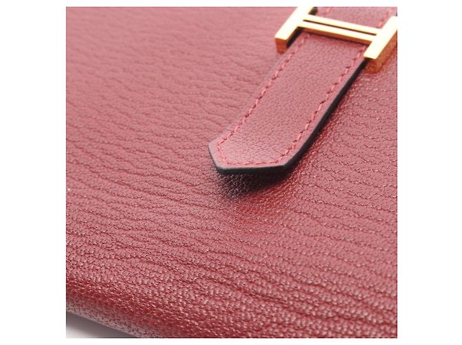 Hermès Cartera larga Hermes Bearn Soufflet en Bordeaux Roja Burdeos - vista 7