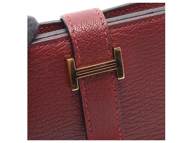 Hermès Cartera larga Hermes Bearn Soufflet en Bordeaux Roja Burdeos - vista 8