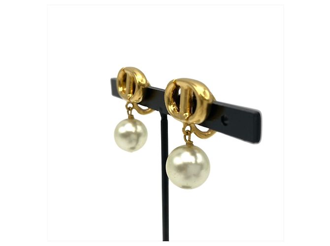 Orecchini a clip dorati Christian Dior con perle artificiali D'oro - vista 2