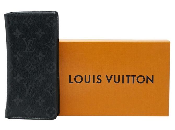 Portafoglio lungo Louis Vuitton Monogram Eclipse Brazza Marrone Nero - vista 10
