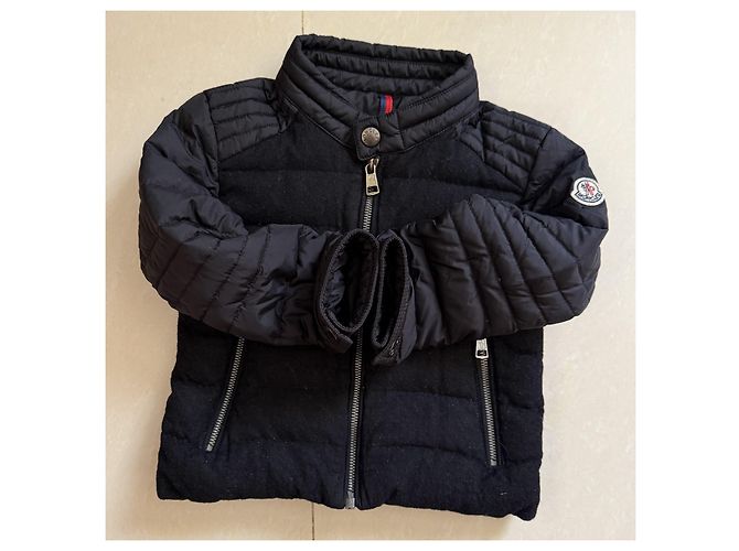 Moncler Chaqueta acolchada negra con paneles de lana Negro - vista 4