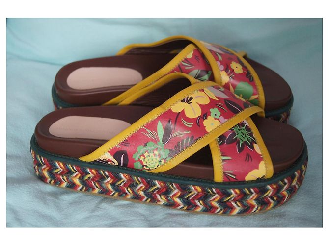Autre Marque Sandali zeppa Hilfiger Collection stampa floreale Marrone Rosso Multicolore Giallo - vista 2