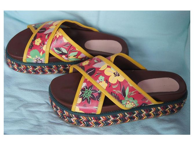 Autre Marque Sandali zeppa Hilfiger Collection stampa floreale Marrone Rosso Multicolore Giallo - vista 3