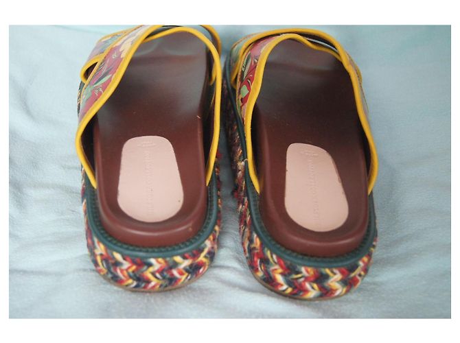 Autre Marque Sandali zeppa Hilfiger Collection stampa floreale Marrone Rosso Multicolore Giallo - vista 4