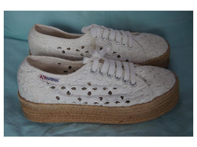 Superga Sneakers Espadrilles Platform Pizzo Bianco - vista 2