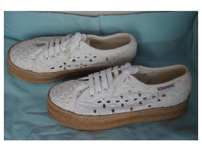 Superga Sneakers Espadrilles Platform Pizzo Bianco - vista 4