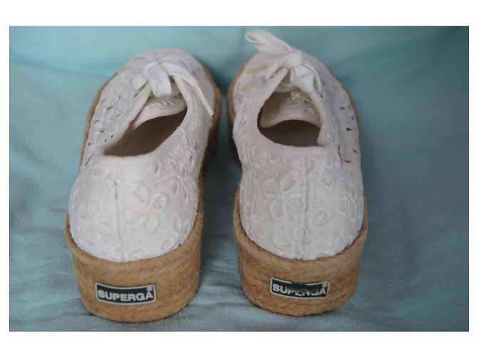 Superga Sneakers Espadrilles Platform Pizzo Bianco - vista 5